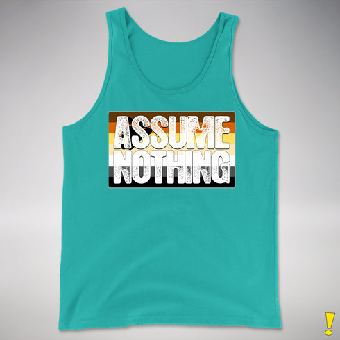 Assume Nothing Bear Pride Flag Premium Tank Top - Teal